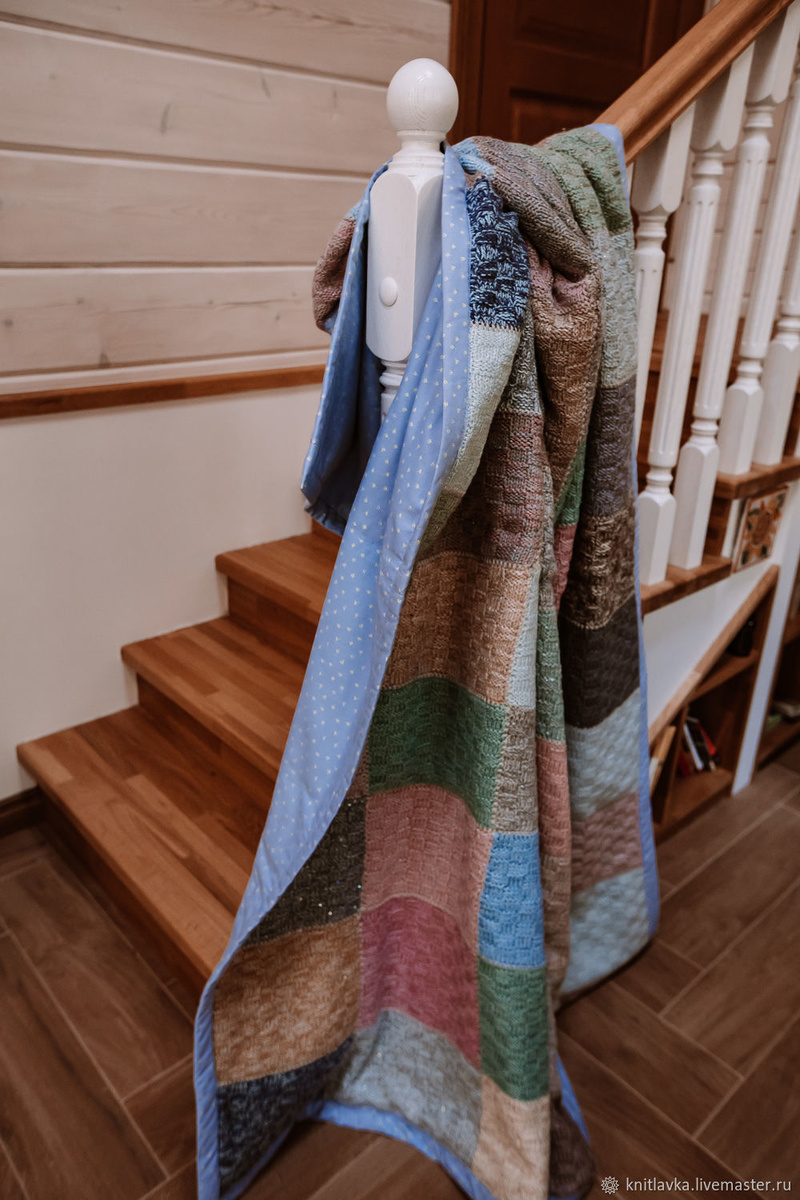 Плед ручной работы вязанный пэчворк, мастер Knitlavka