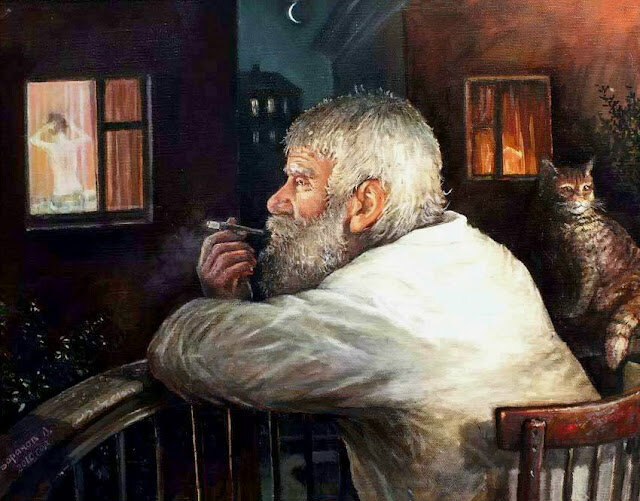 Картинка Леонида Баранова из серии "Старики и старушки"