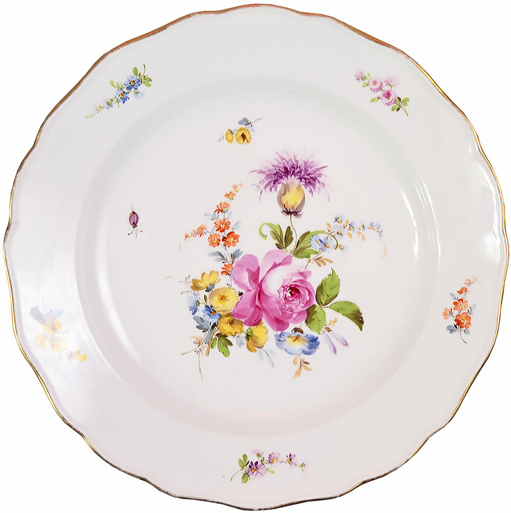 Яндекс.Картинки. Тарелка «Букет с садовой розой», Мейсен, 18 век