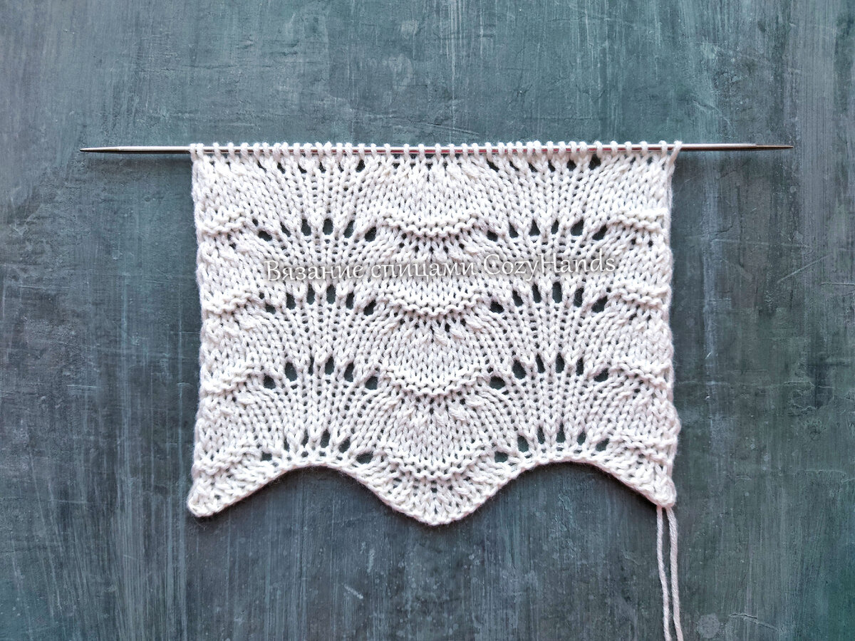 Простой и легкий ажурный узор спицами