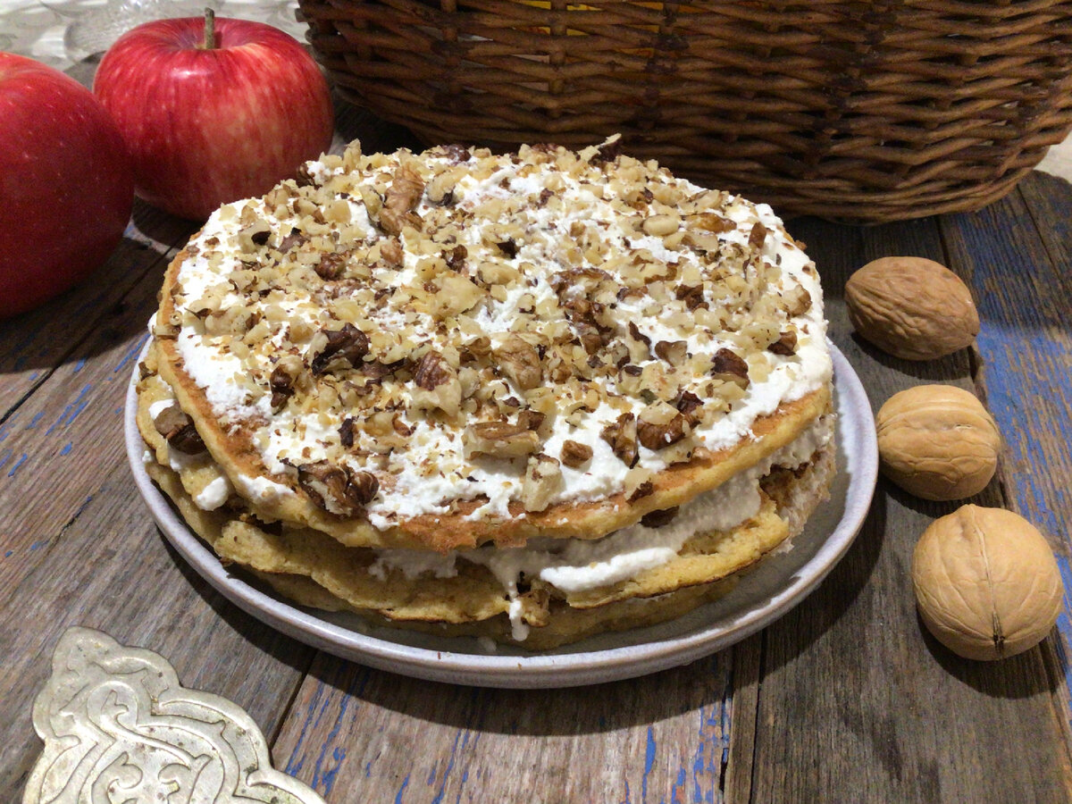 Насыпной пирог с овсянкой и яблоками