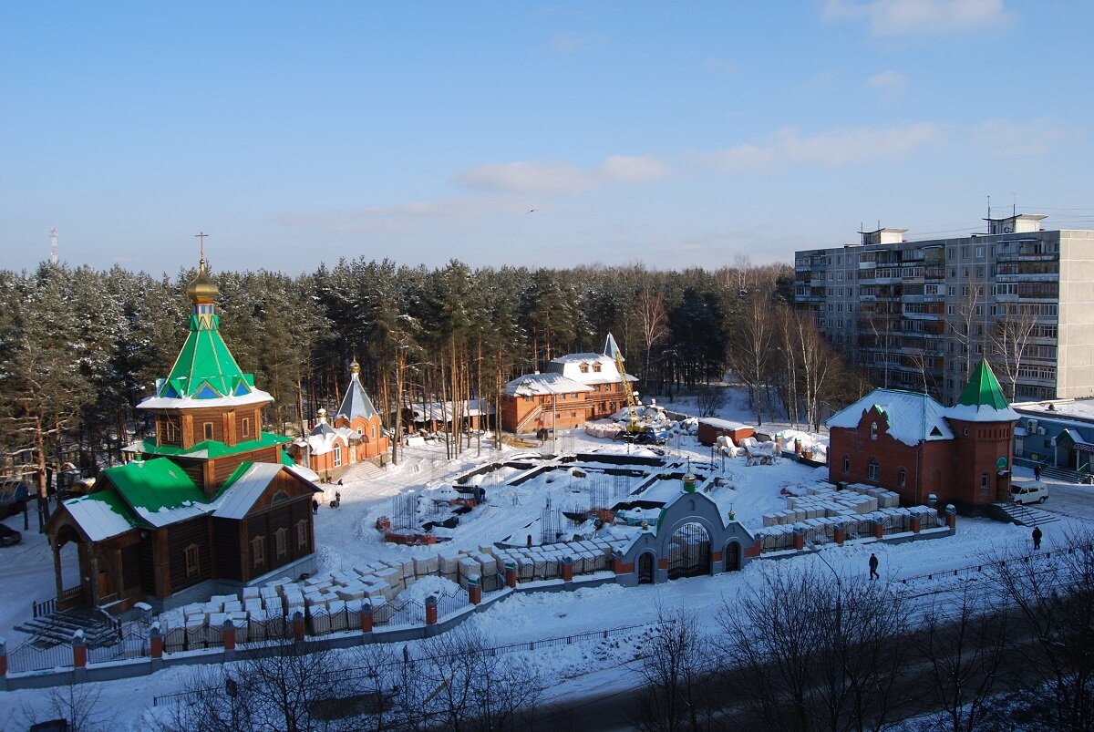 Панорама строительства Казанского храма гор. Раменское; 31 января 2009 г.