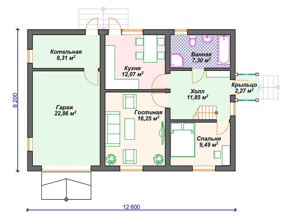 Дом с мансардой и гаражом до 150 м2. | Arplans.ru - проекты домов | Дзен