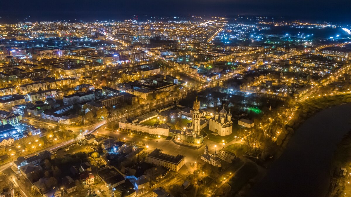 Ночной Череповец с высоты птичьего полета