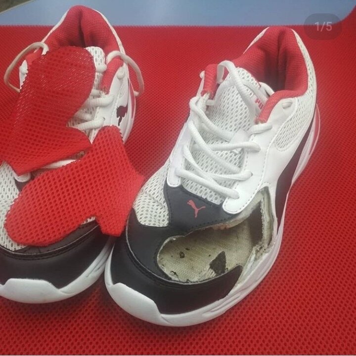 фото до замены сетки на кроссовках 