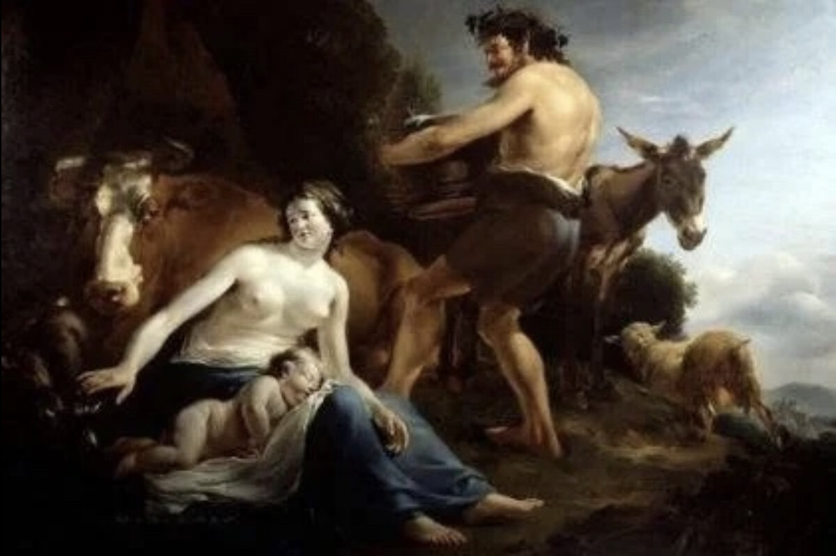 Фрагмент картины Николаса Питерса Берхема Старшего «Детство Зевса», 1648.