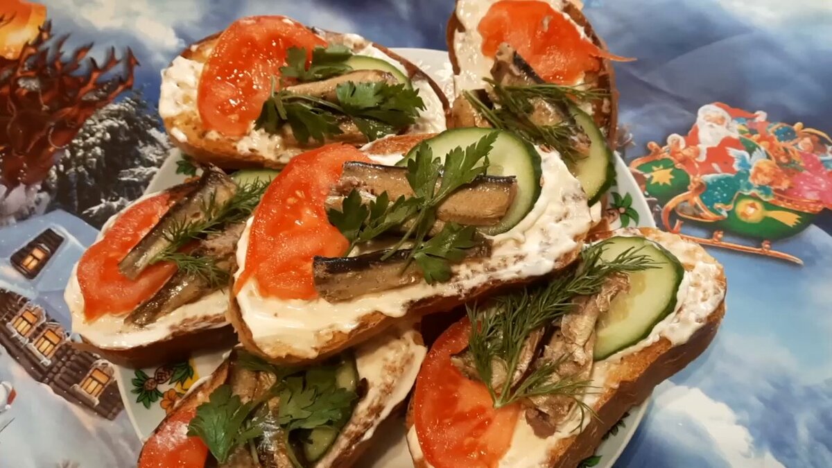 Вот такие бутерброды со шпротами