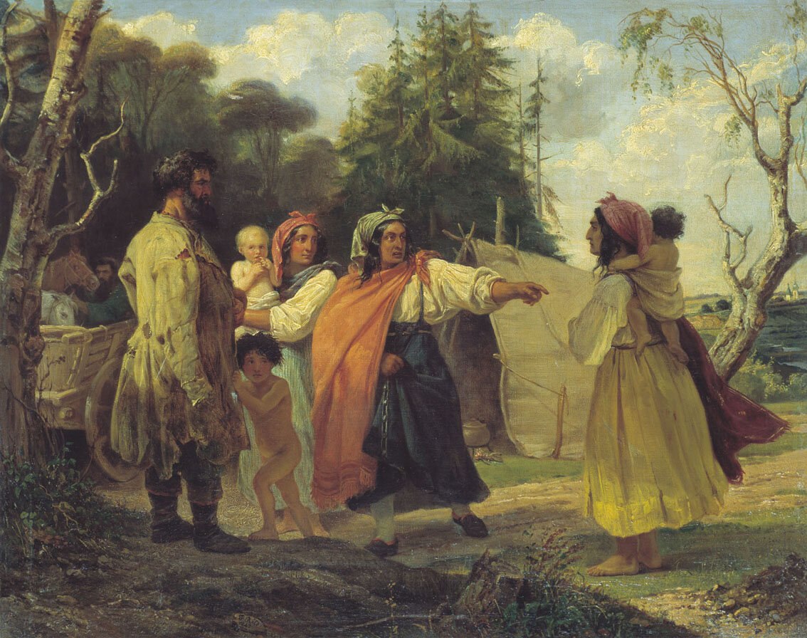 Рисс Франц Николаевич, Цыганский табор в лесу, 1842. Фото из открытых источников