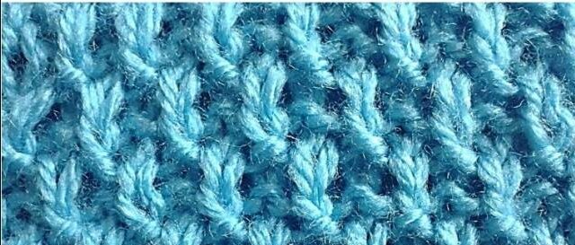 Узор столбики спицами из "бабушкиных" лицевых и изнаночных петель 