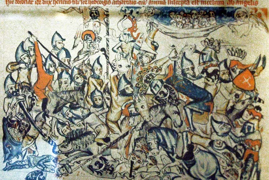 Битвы против монголов. Битва при Легнице 1241. Битва при Легнице, 1241 картина. Битва на реке Шайо 1241. Битва при Легнице 1241 схема.