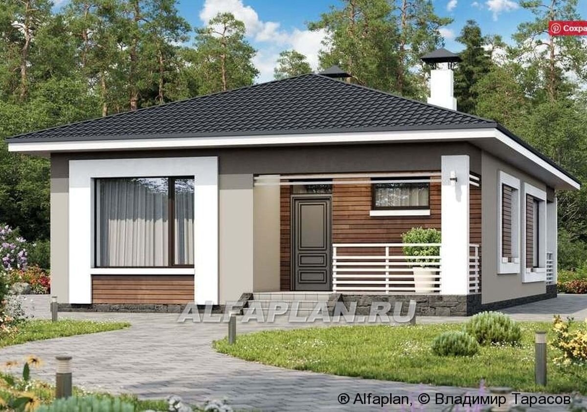 НА СЛАЙД ШОУ 3 ФОТО: проект одноэтажного дома "Каллиопа" 620К                                        © Владимир Тарасов        