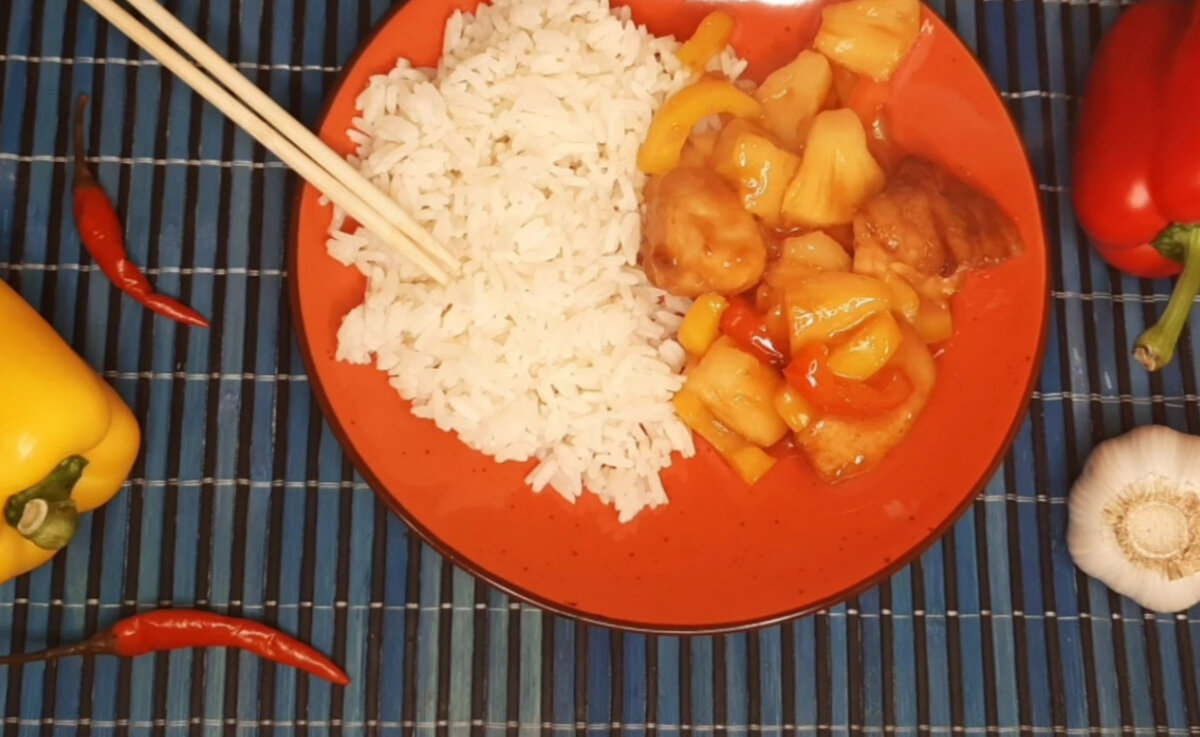 Курица с а нанасом и перцем в кисло сладком соусе по китайски простой рецепт пошаговый