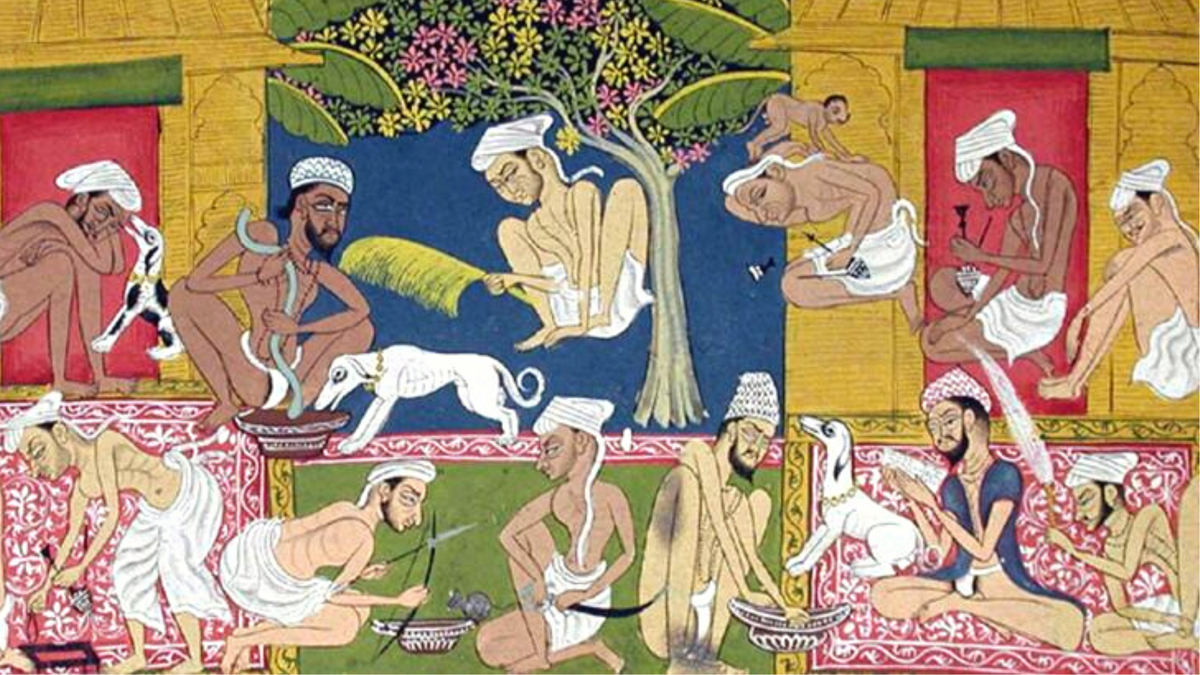 Пожиратели бханга перед двумя хижинами, около 1790 года. (Художественный музей Сан-Диего/Викисклад)