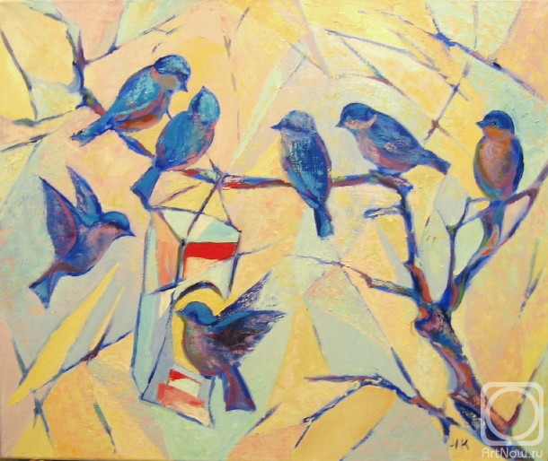 Композиция с птицами. Птица декоративная живопись. Птицы прилетели в живописи. Стилизованная композиция с птицами.