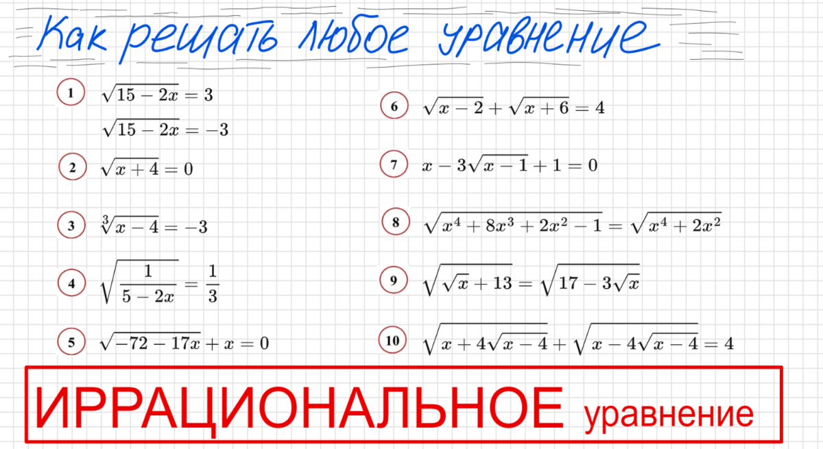 Занятие 9 Как решать иррациональное уравнение