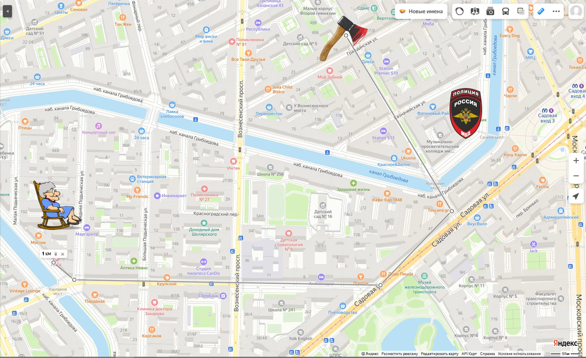 Карта передвижений Радиона Раскольникова