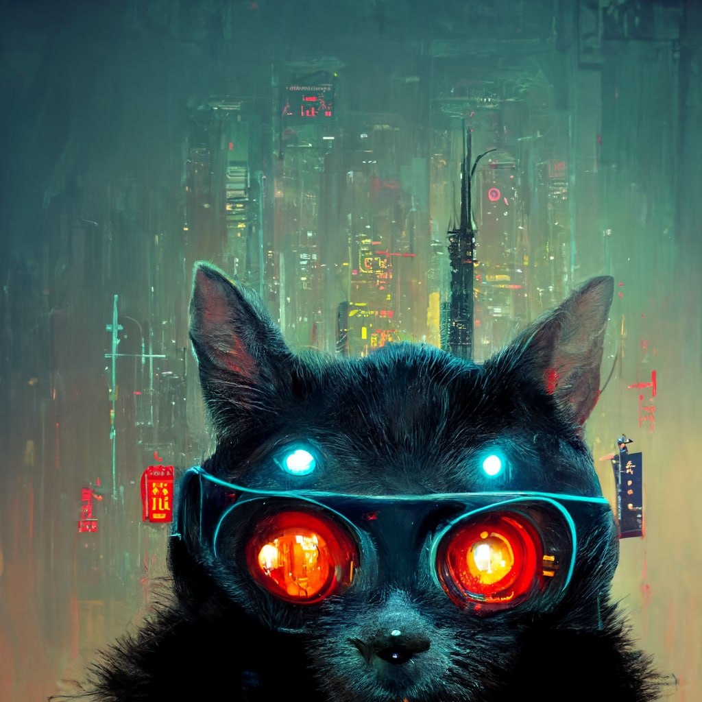 Cyberpunk cat art фото 26