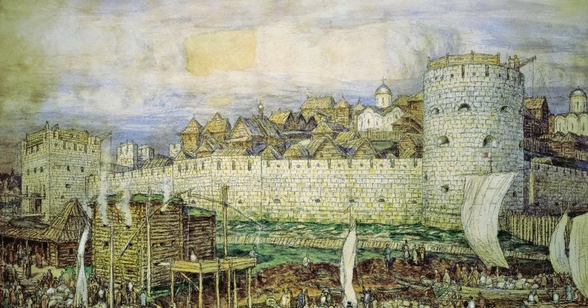 Московский кремль при Дмитрии Донском. Картина Аполлинария Васнецова. 1921 год