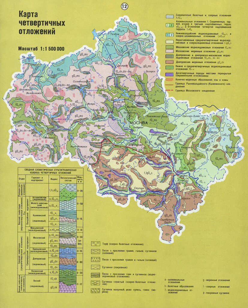 Карта четвертичных отложений москвы
