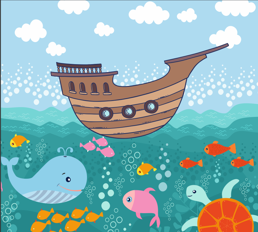 море, небо и кораблик