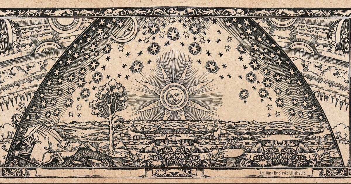 Гравюра французского астронома Камиля Фламмариона "Добравшийся до края Земли путешественник рассматривает устройство Космоса". Источник: https://avatars.mds.yandex.net/