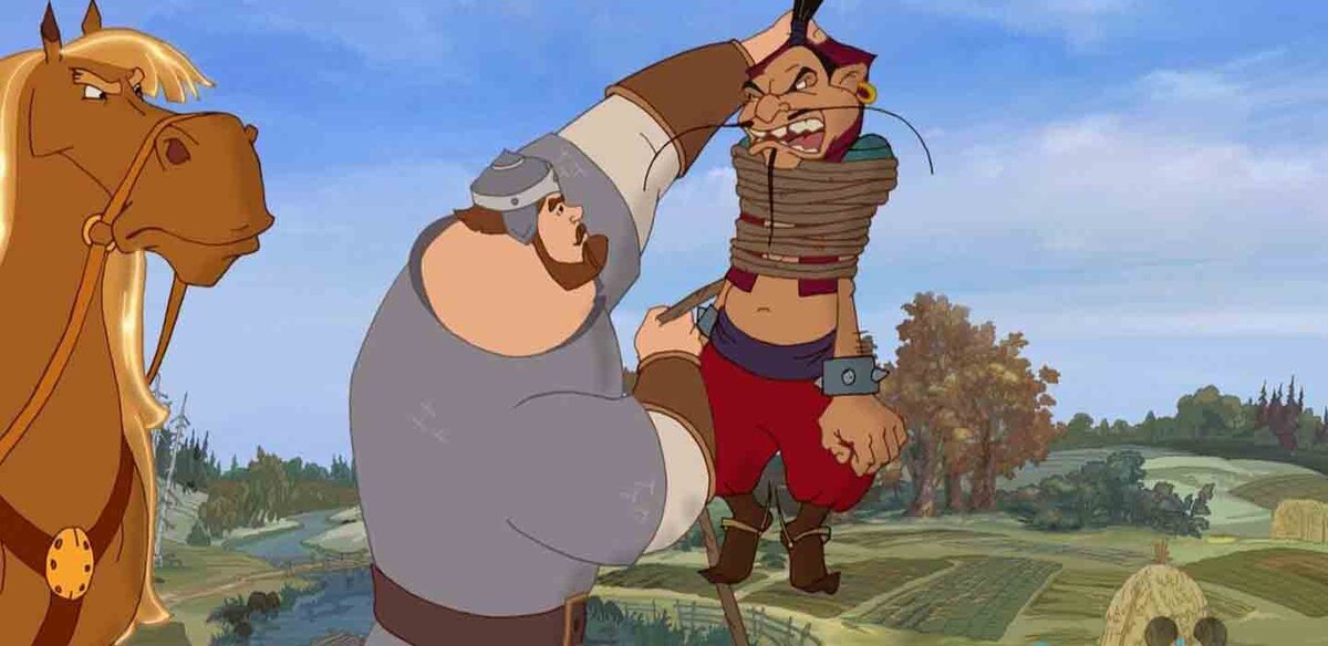 Кадр из мультфильма "Илья муромец и Соловей Разбойник".