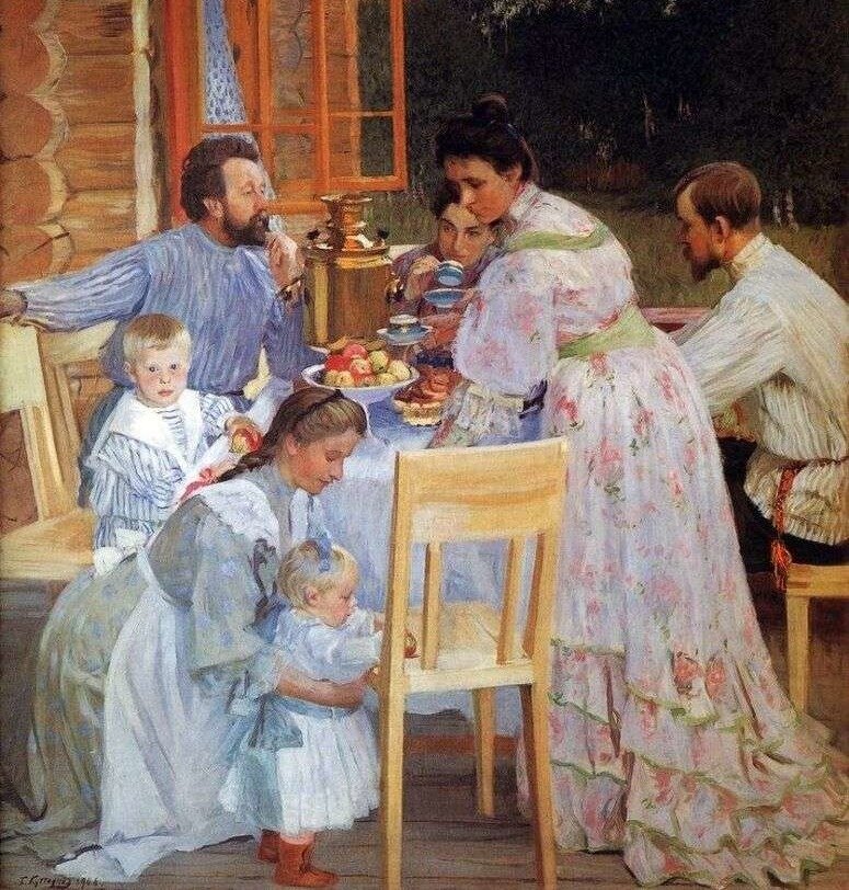 Б.Кустодиев "На террасе" 1906 г.