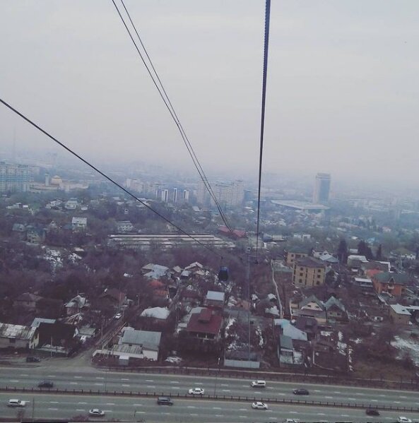 Вид из кабины канатной дороги