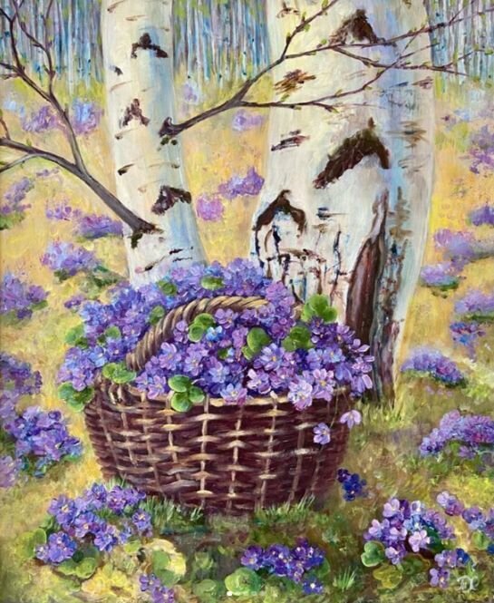 1. Работа Тамары Харченко. «Подснежники». Холст, масло. 2015 год (май). Размер: 60х50. Изображение из аккаунта художницы в Инстаграм @art.kharchenko