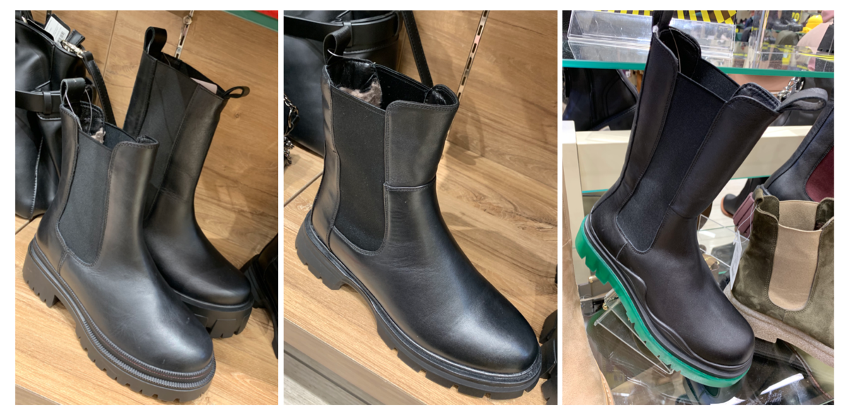 Эти модели из натуральной кожи, первые два фото – утеплены мехом и шерстью, с зелёной подошвой на байке, нескользкая подошва из резины или ТЭП, стоят от 8 999 до 10 999 рублей.