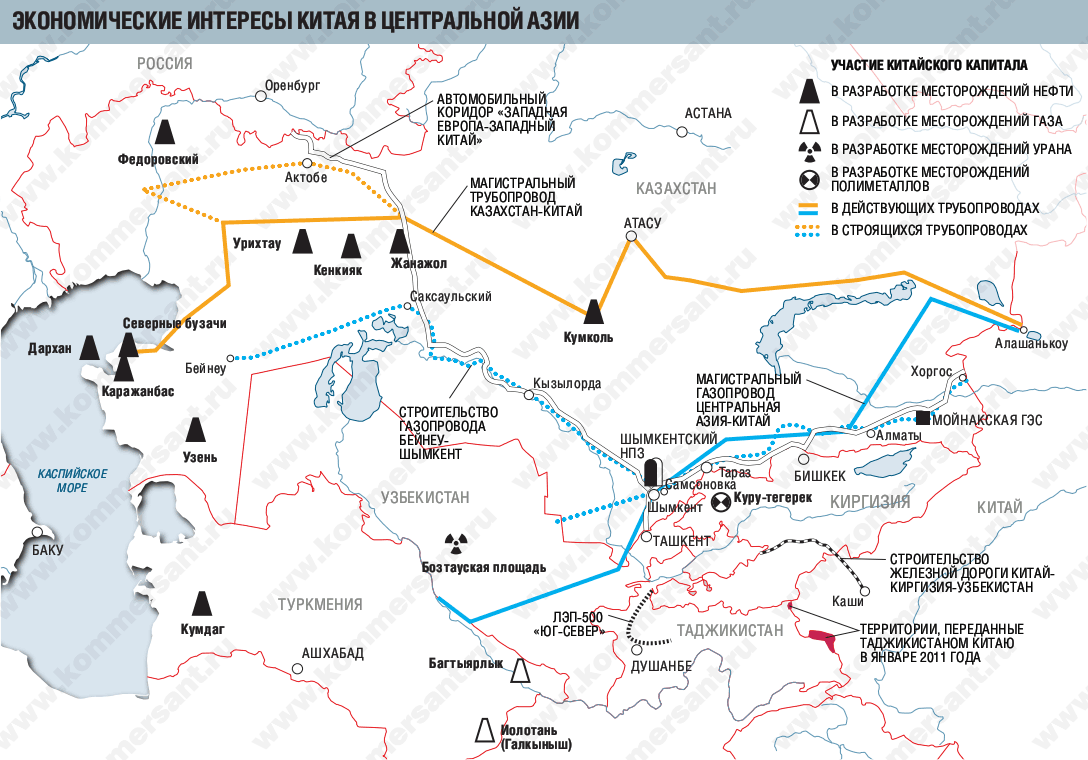 Карта газопроводов казахстана