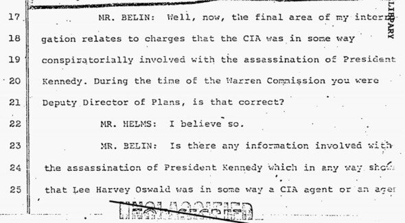 Отрывок допроса Ричарда Хелмса, директора ЦРУ в 1966-1973 годах
