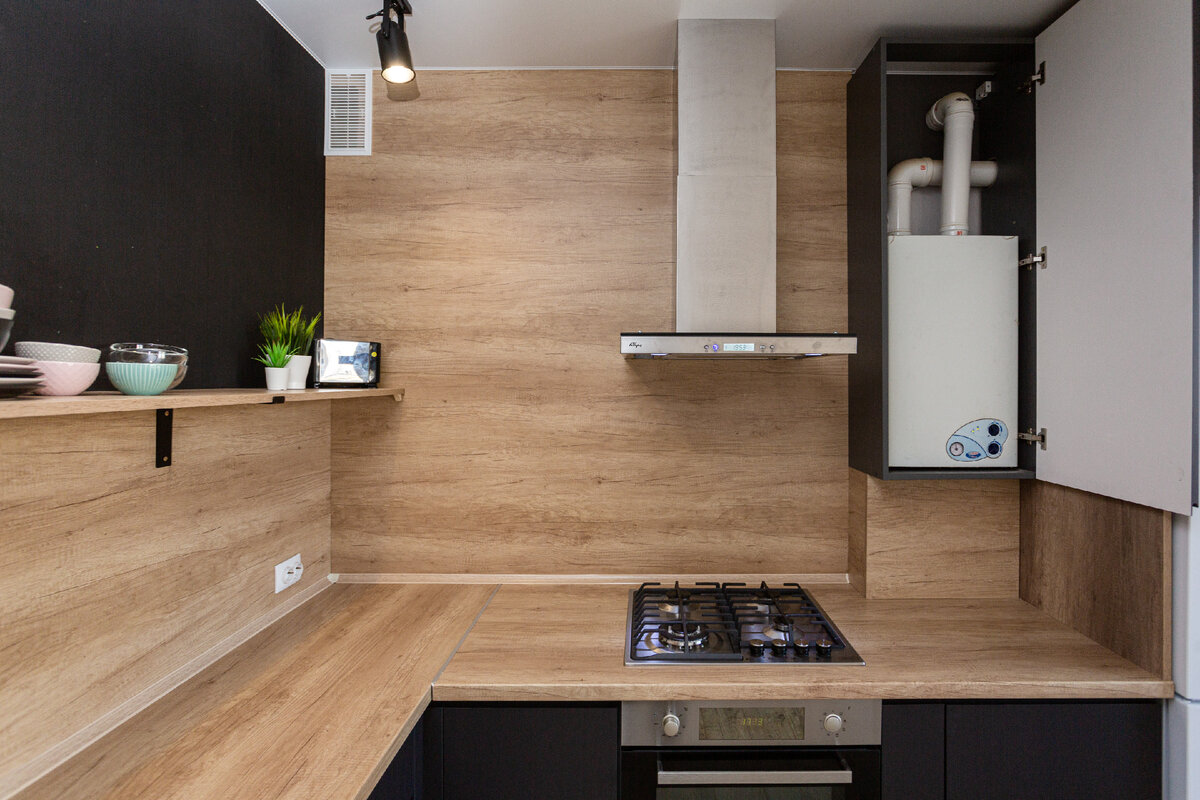 Газовый котел на кухне дизайн - 90 фото