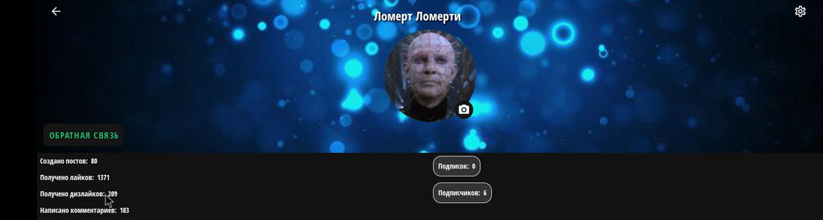 Фрагмент моего профиля в программе "Гы Гы Приколы".