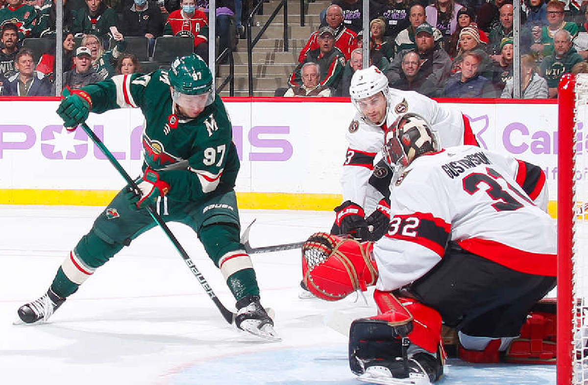 Кирилл Капризов, наконец-то, нашел путь шайбе в ворота. Фото: НХЛ