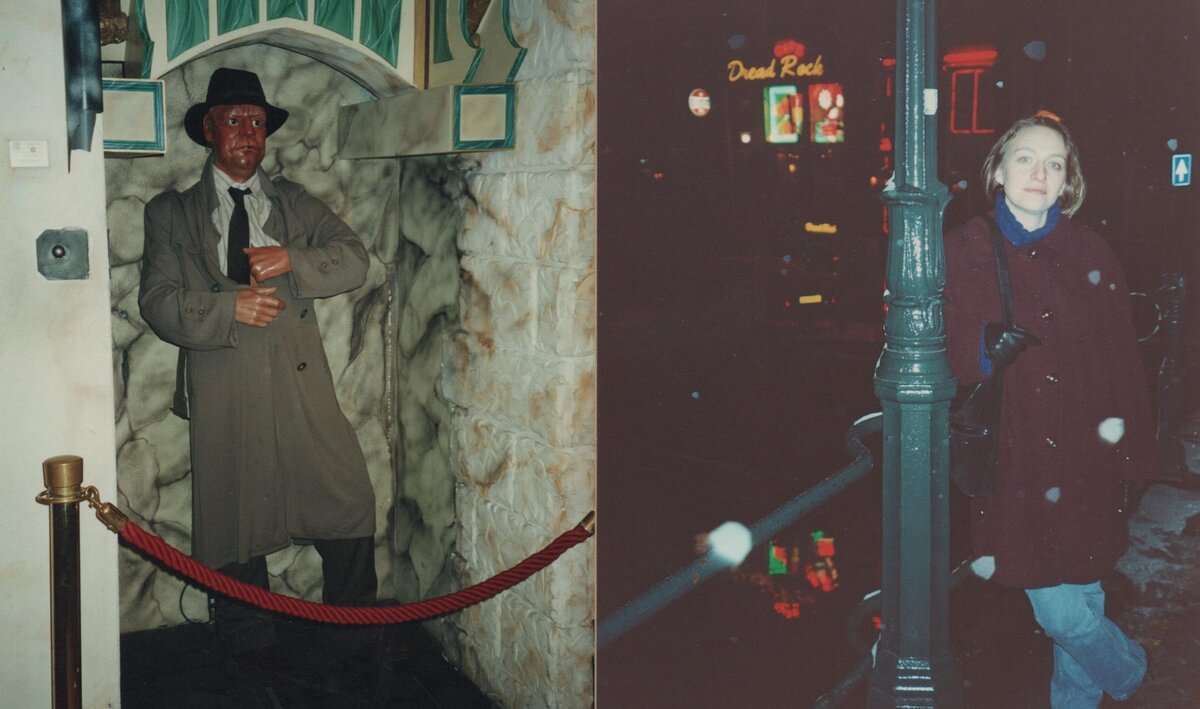 Фотоколлаж из SехMuseum и Квартала Красных Фонарей (Амстердам). Муляж дядьки неожиданно выкатывается из ниши и распахивает плащ. Очень впечатляюще получается. Личный архив автора.