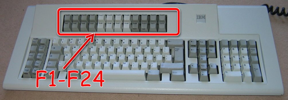 Клавиатура The IBM 1390876 Keyboard имеет 24 функциональные клавиши от F1 до F24