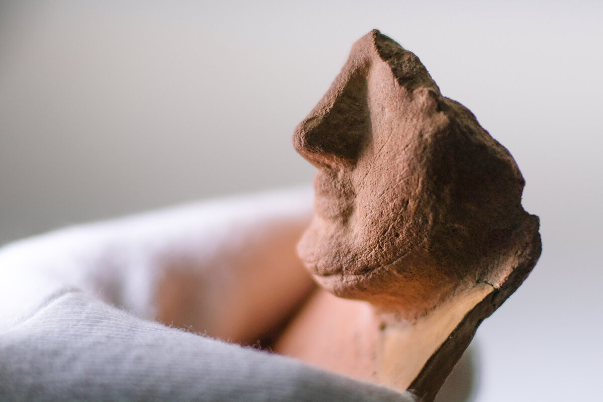 Терракотовая протома, конец VI - первая половина V вв. до н.э. Предмет хранится в коллекции музея-заповедника «Фанагория», ФМ-КП 70/19 А 2075 ГК 20278346.