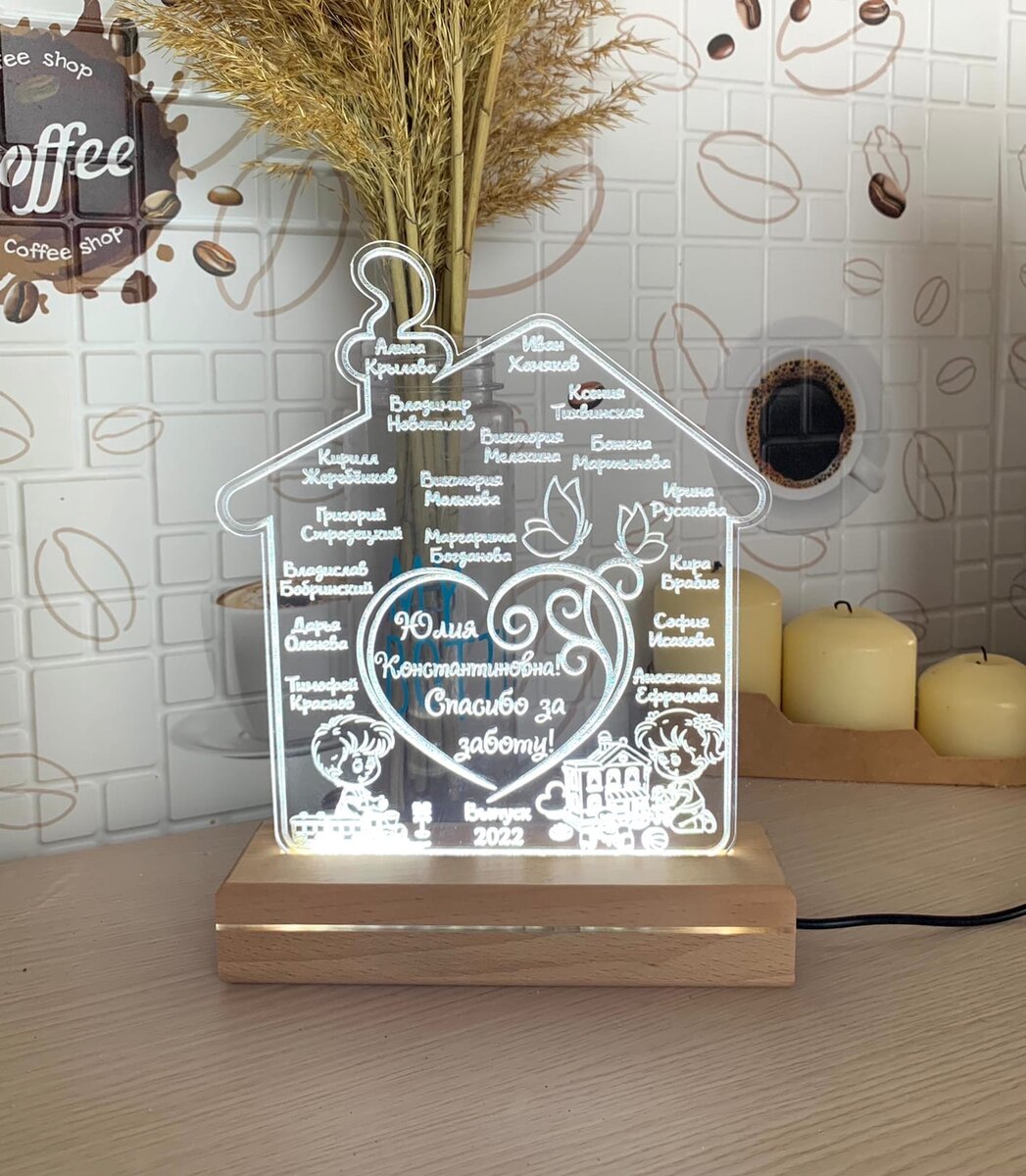 Ночник воспитателю с именем и фамилией всех воспитанников группы