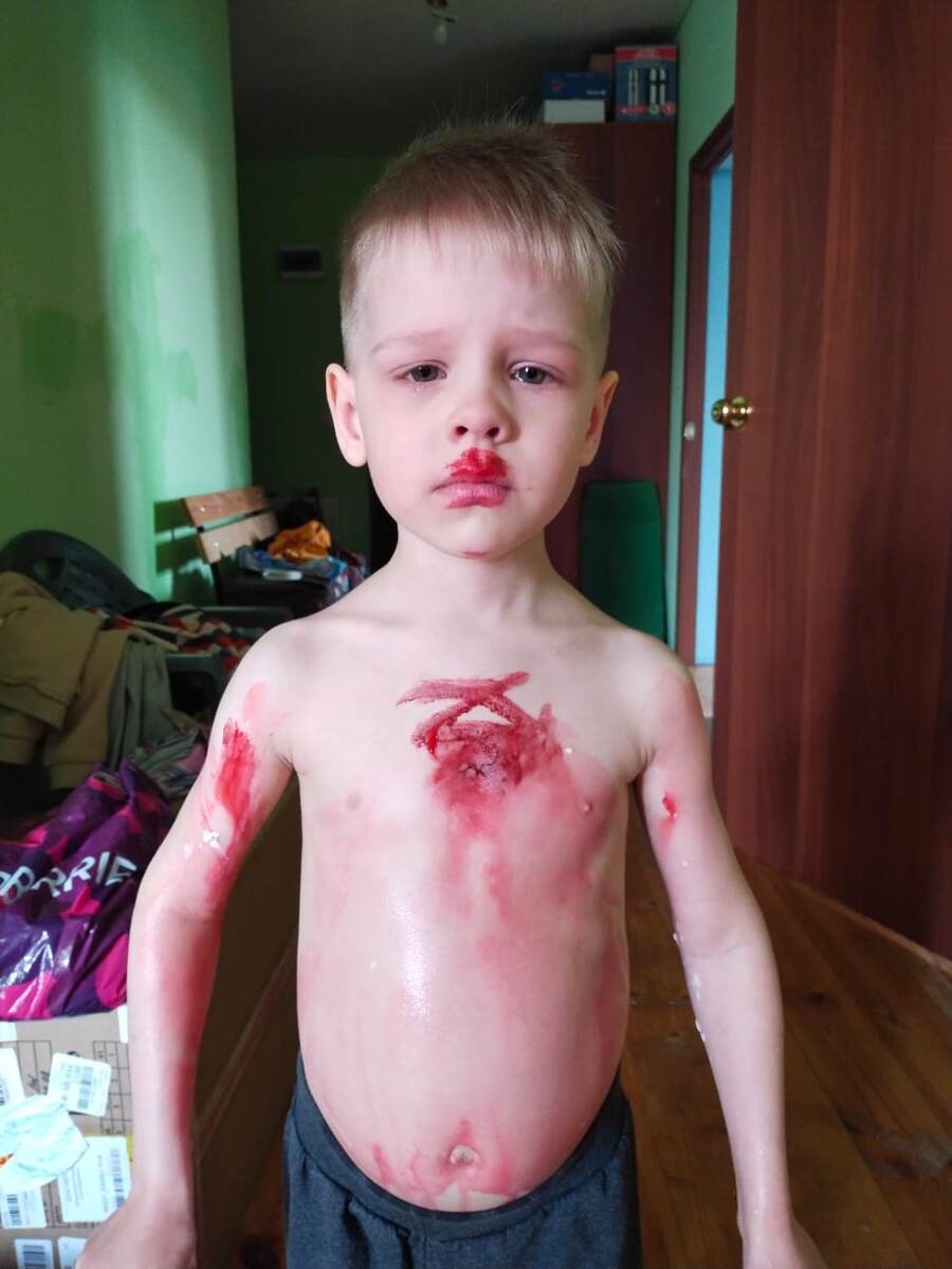 Вот в таком виде папа увидел сына