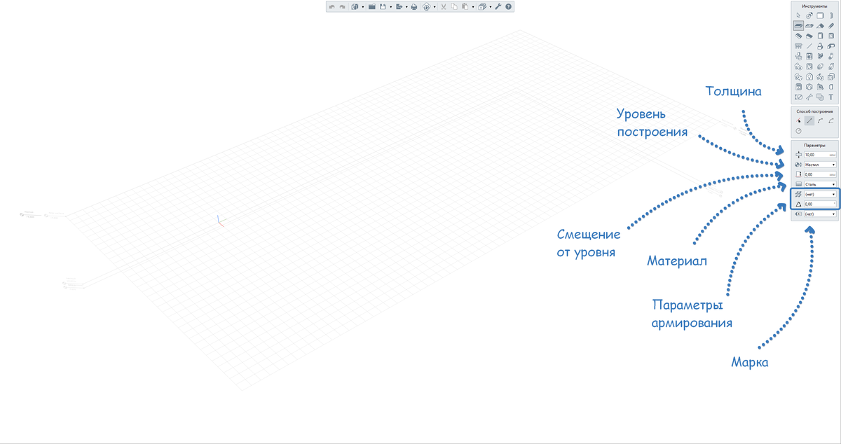 Параметры построения настила