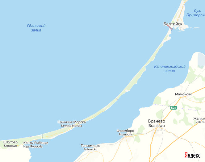 Синим – новый канал. Красным – Балтийский пролив