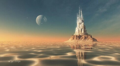 Художник Артур Роза. Фантастический замок на далекой планете. Фото из открытых источников. Все права на изображения принадлежат их авторам. 