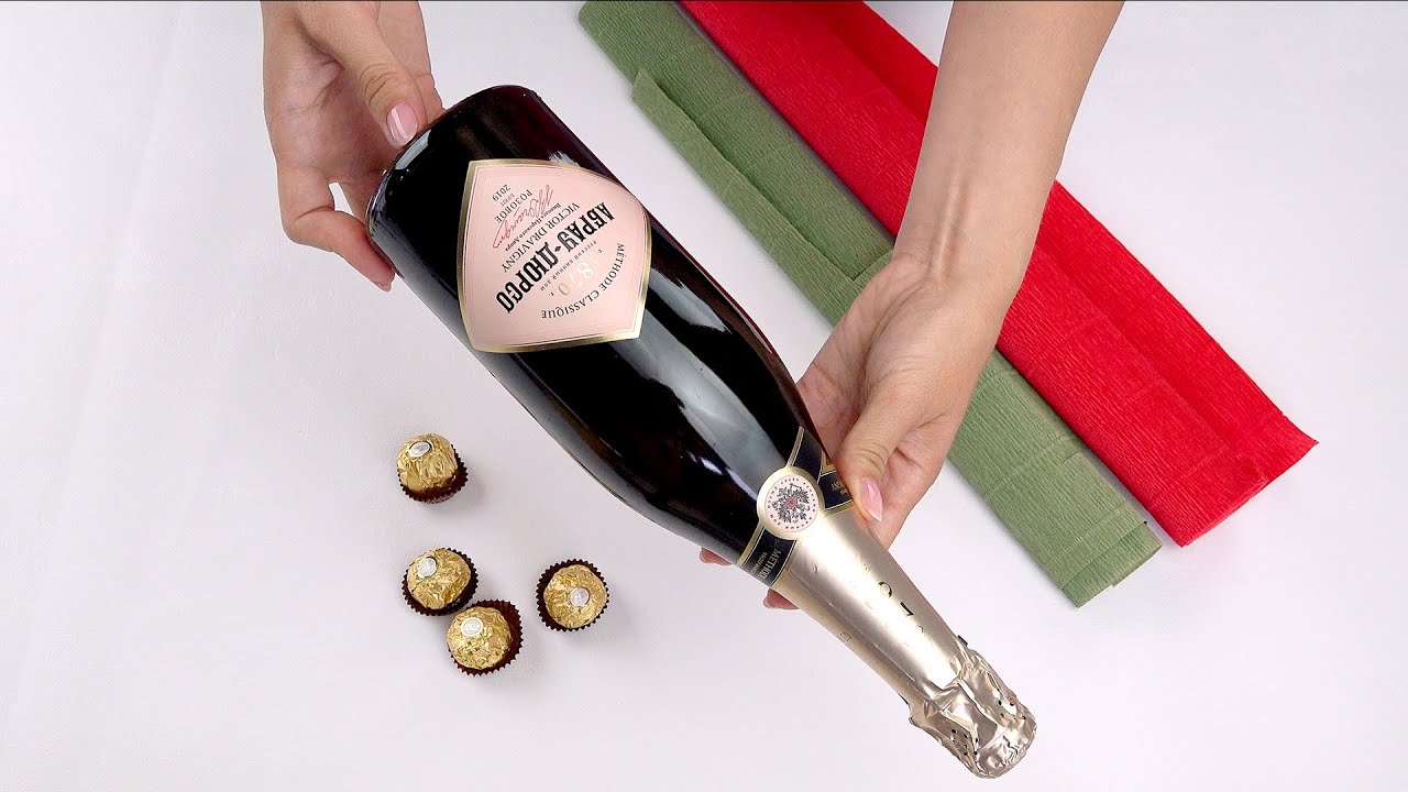 Декор бутылки шампанского на 8 марта — 9 оригинальных способов украшения