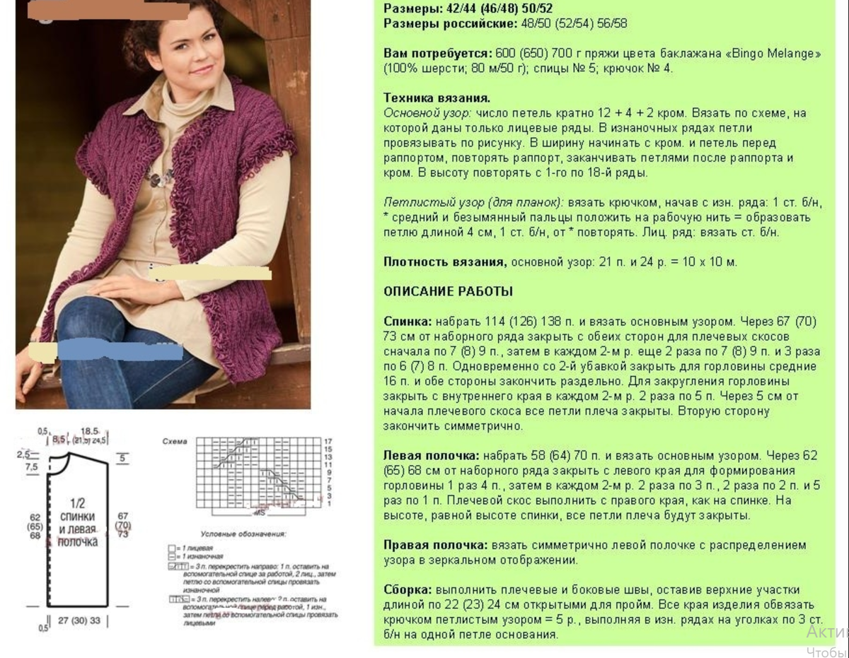 Красивые рисунки для жилета спицами