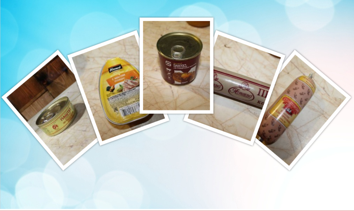 Коллаж из пяти паштетов 