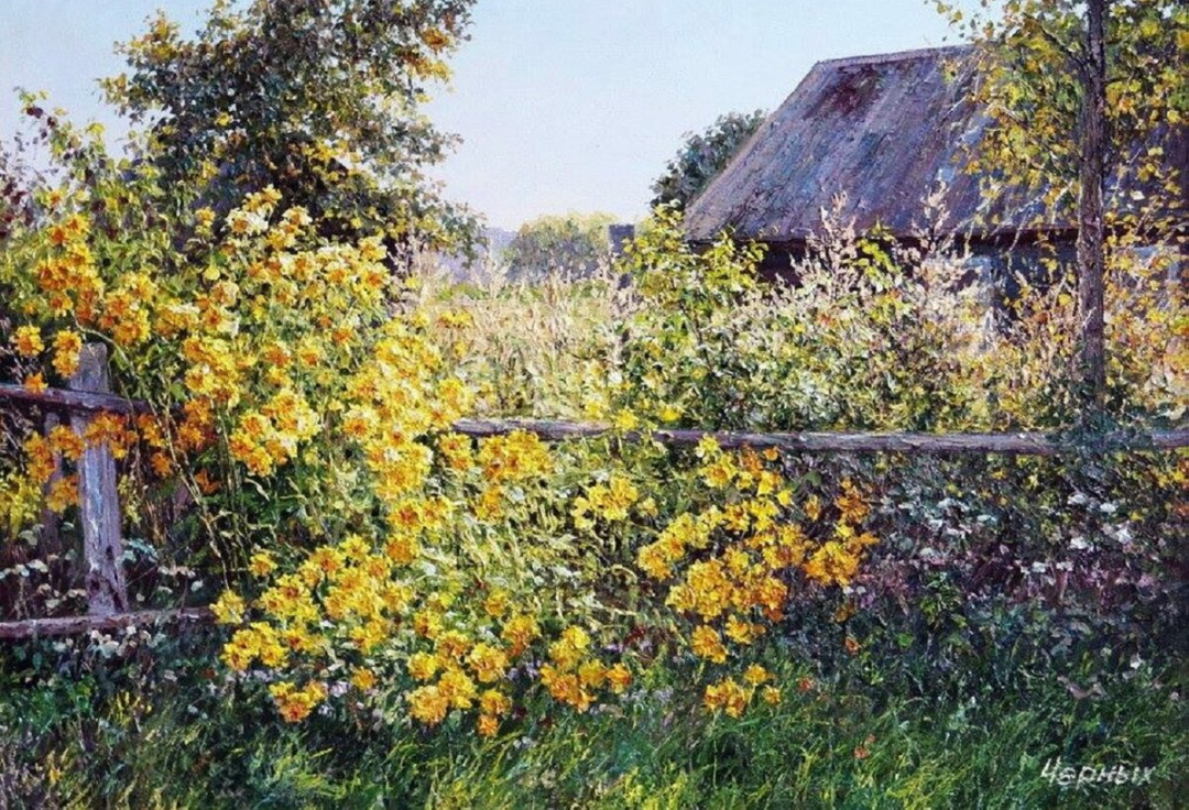 Фотография картины Т. Черных "Золотые шары"(из открытых источников)