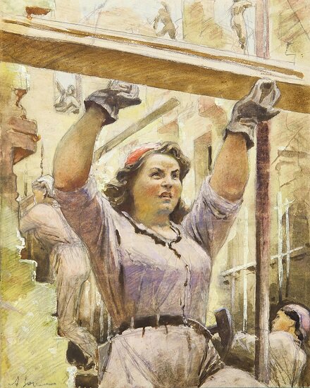 А. Самохвалов. На стройке