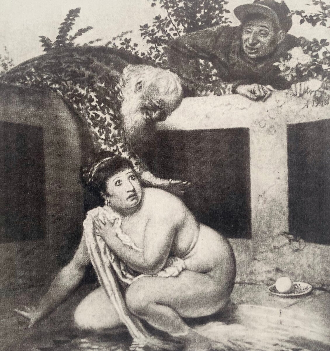 Опираясь на картину Бёклина "Сусанна и старцы" расовый антрополог Ганс Ф.К. Гюнтер пытался "научно" обосновать свои антисемитские представления о неэстетичном теле еврейских женщин. 