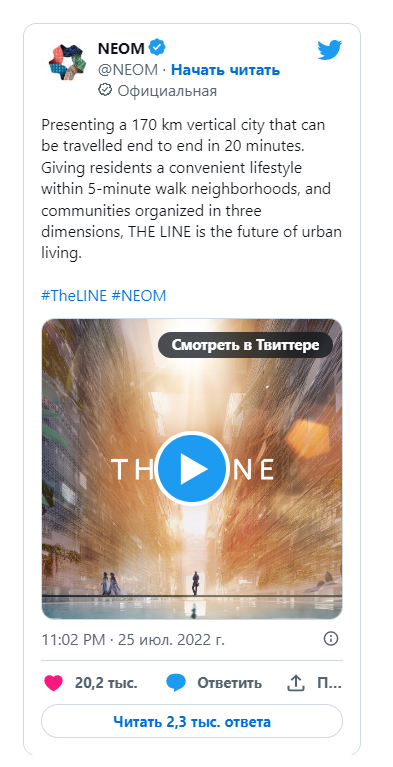 Скриншот: NEOM/twitter